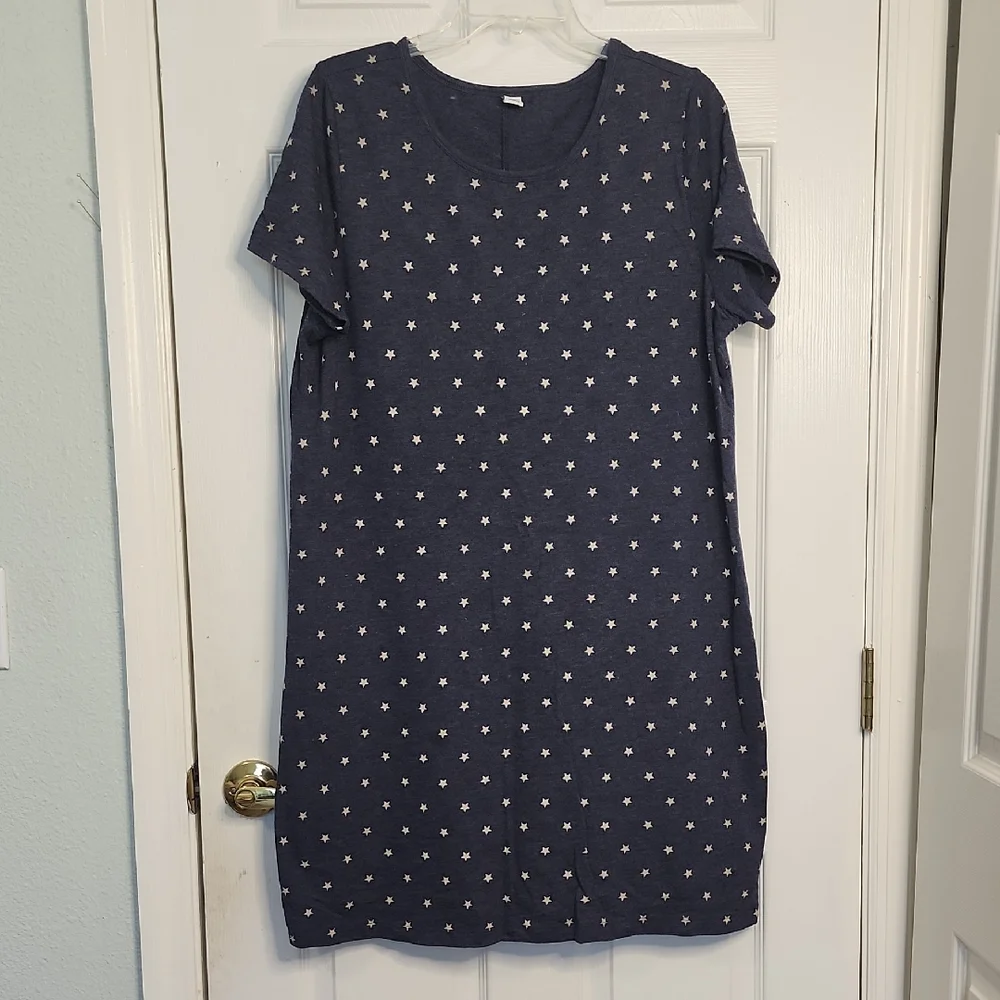 XL Old Navy Navy Blue And White Star Pattern Mini Dress - Picture 1 of 9